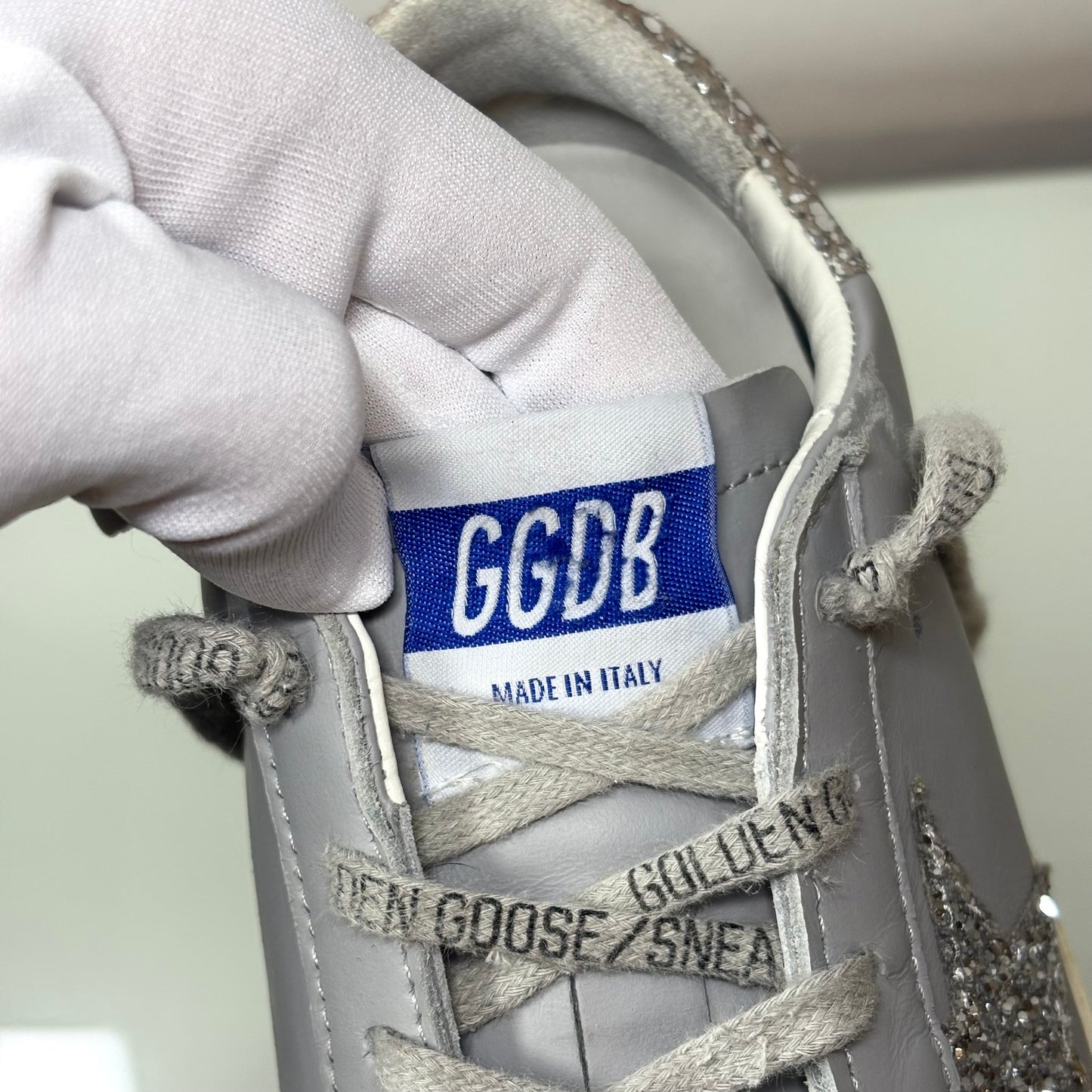 Golden goose Superstar grigie con Stella e tallone brillantinato 36