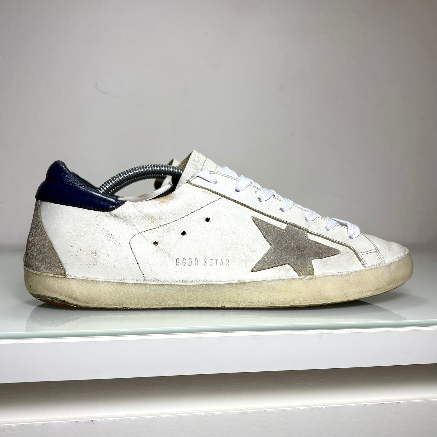 Golden goose Superstar bianche tallone blu e stella grigia 42