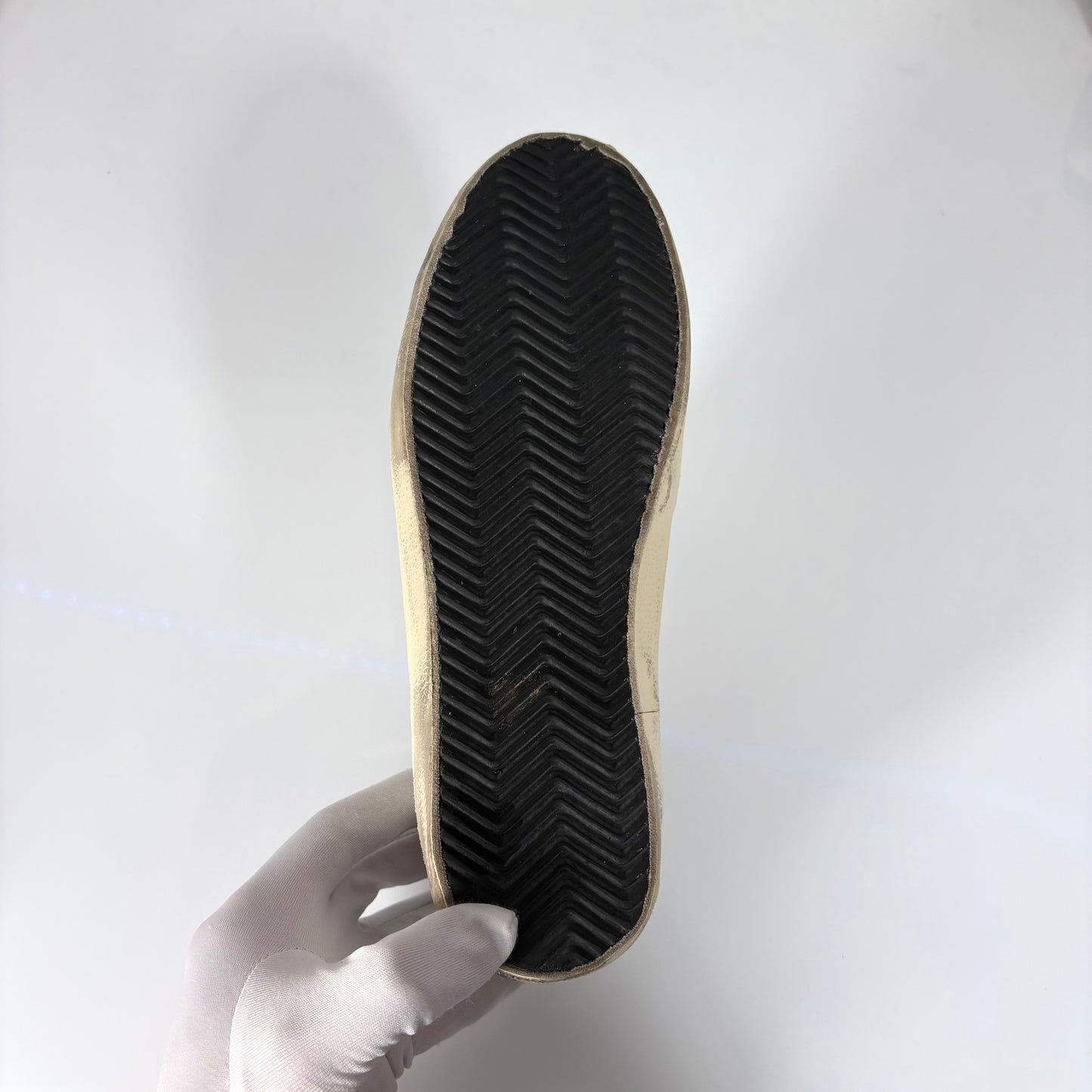 Golden goose Superstar bianche, stella grigia e tallone verde 39