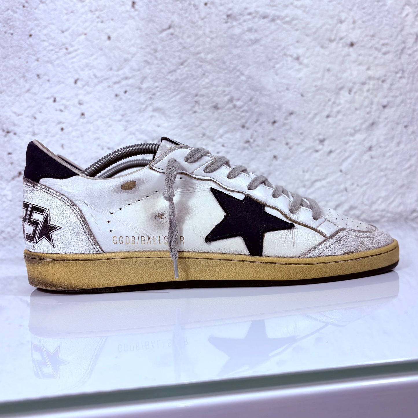 Golden goose Ballstar bianche Stella nera e tallone blu scuro 44