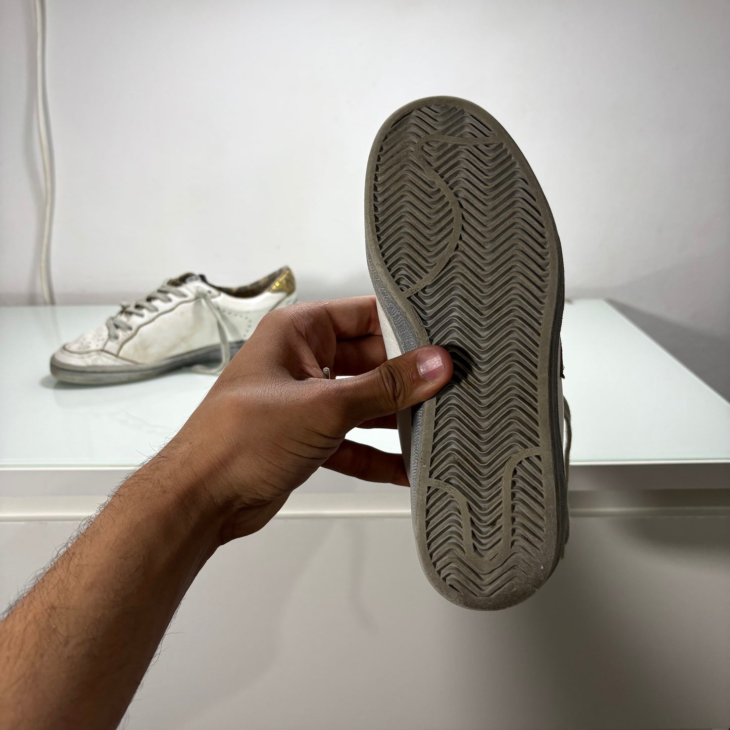 GOLDEN GOOSE BALLSTAR MACULATO GLITTERATO D’ORO E SUOLA GRIGIA 36