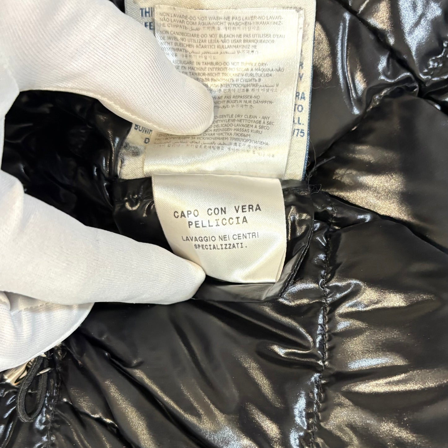 Moncler long nero con pelliccia XL