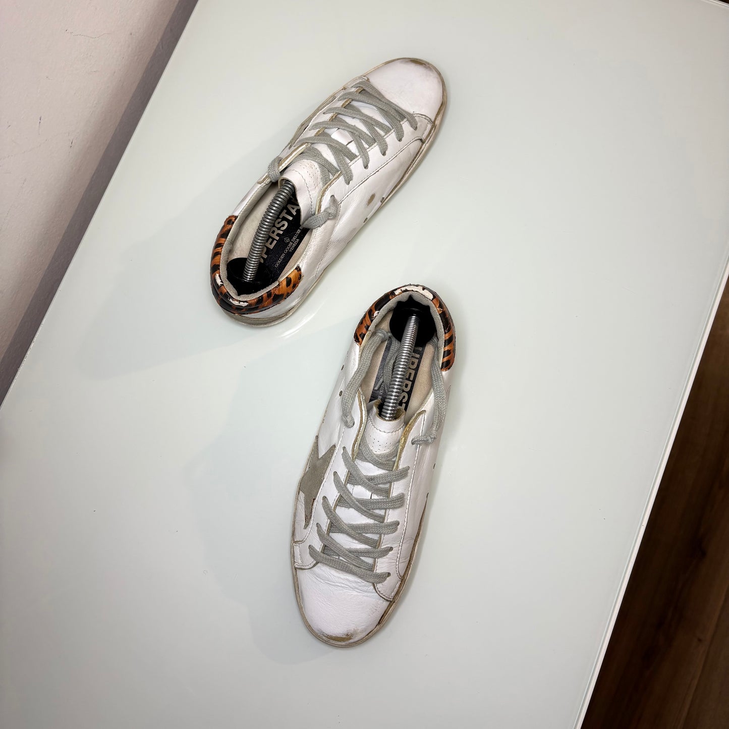 Golden goose Superstar in colorazione bianco tallone leopardo 36