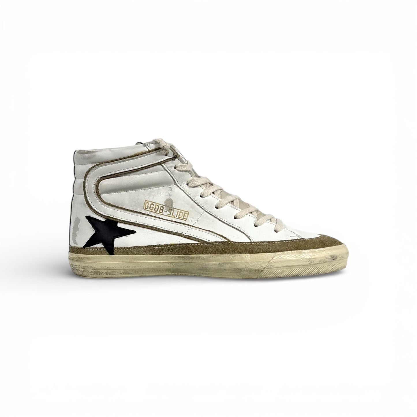 Golden goose Slide bianche con dettagli neri e beige 42