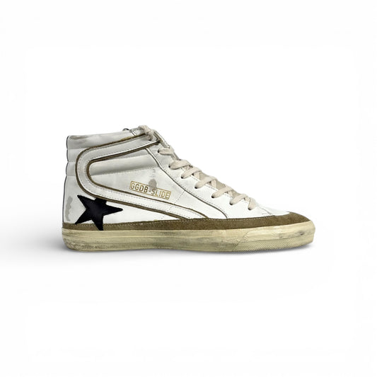 Golden goose Slide bianche con dettagli neri e beige 42