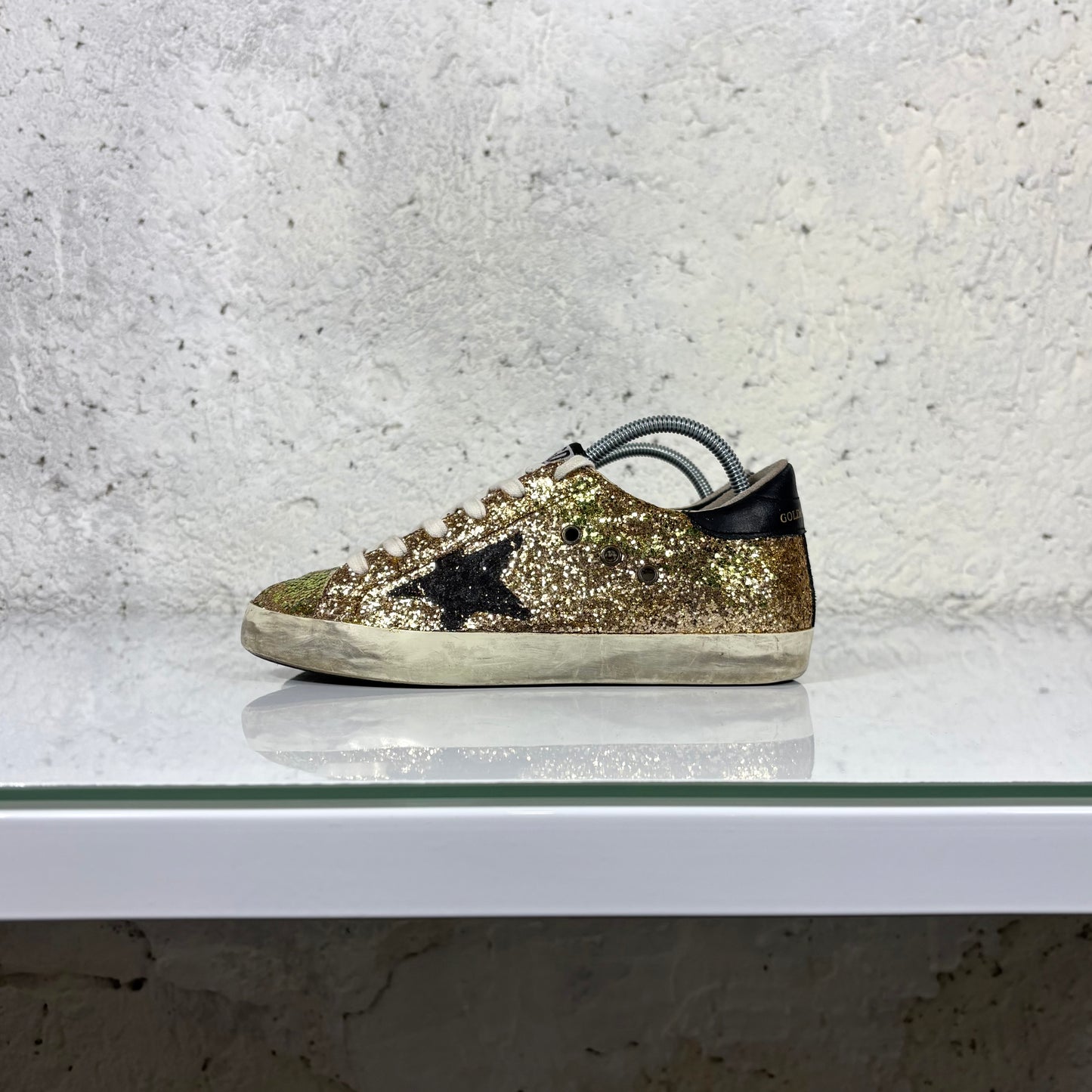 Golden goose Superstar colorazione oro e nero in paillettes e brillantini 38