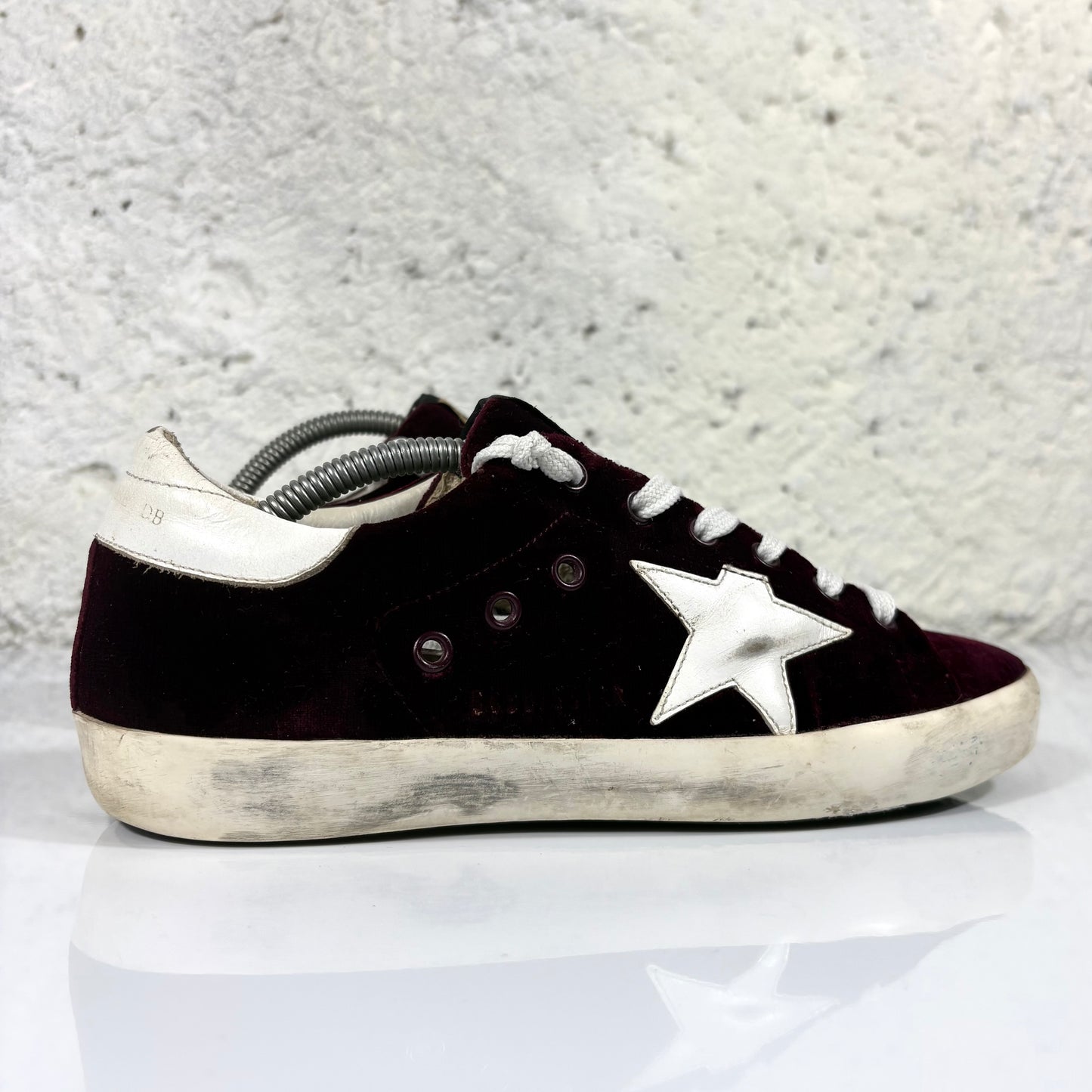 Golden goose Superstar bordeaux in velluto e pelle 37