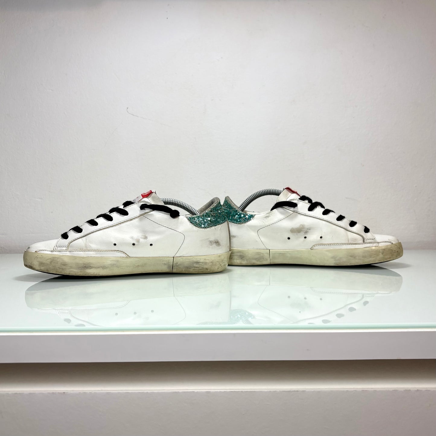 Golden goose Superstar bianche stella con squame tallone brill. 37