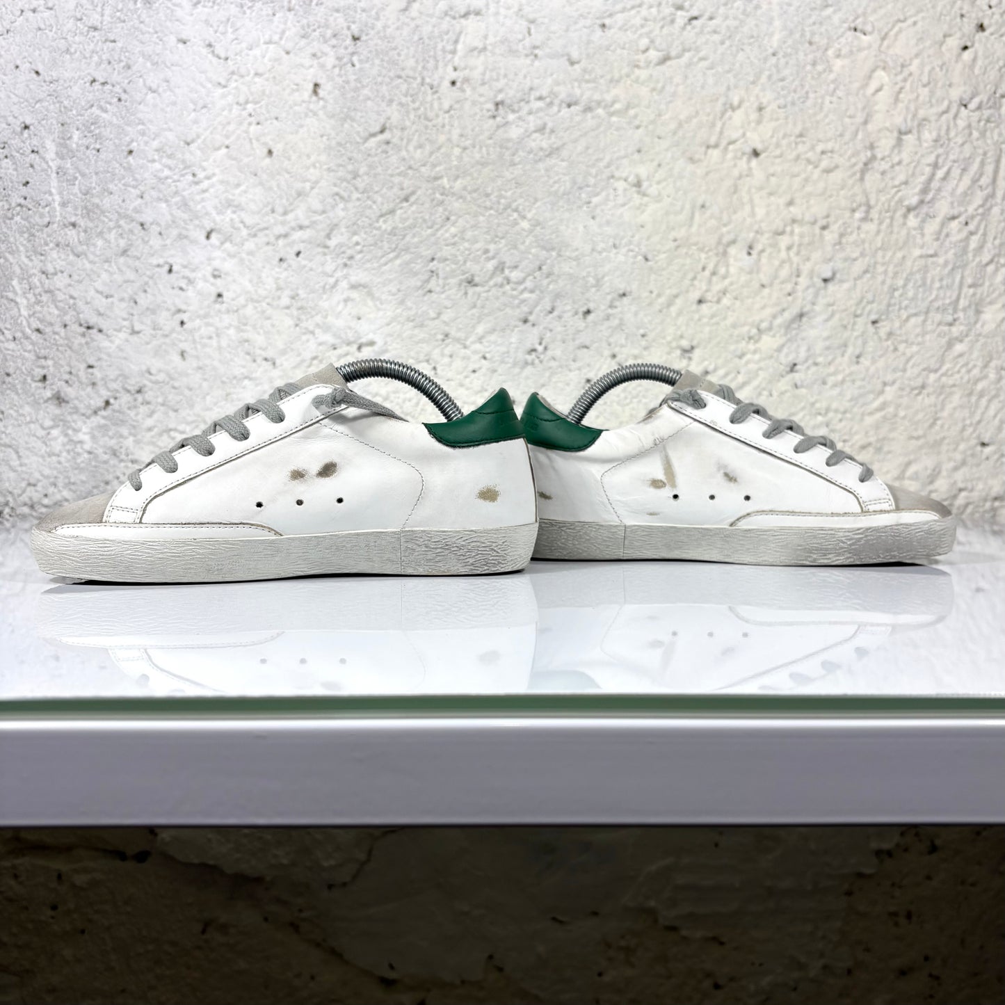Golden goose Superstar bianche e talloncino verde scuro 36