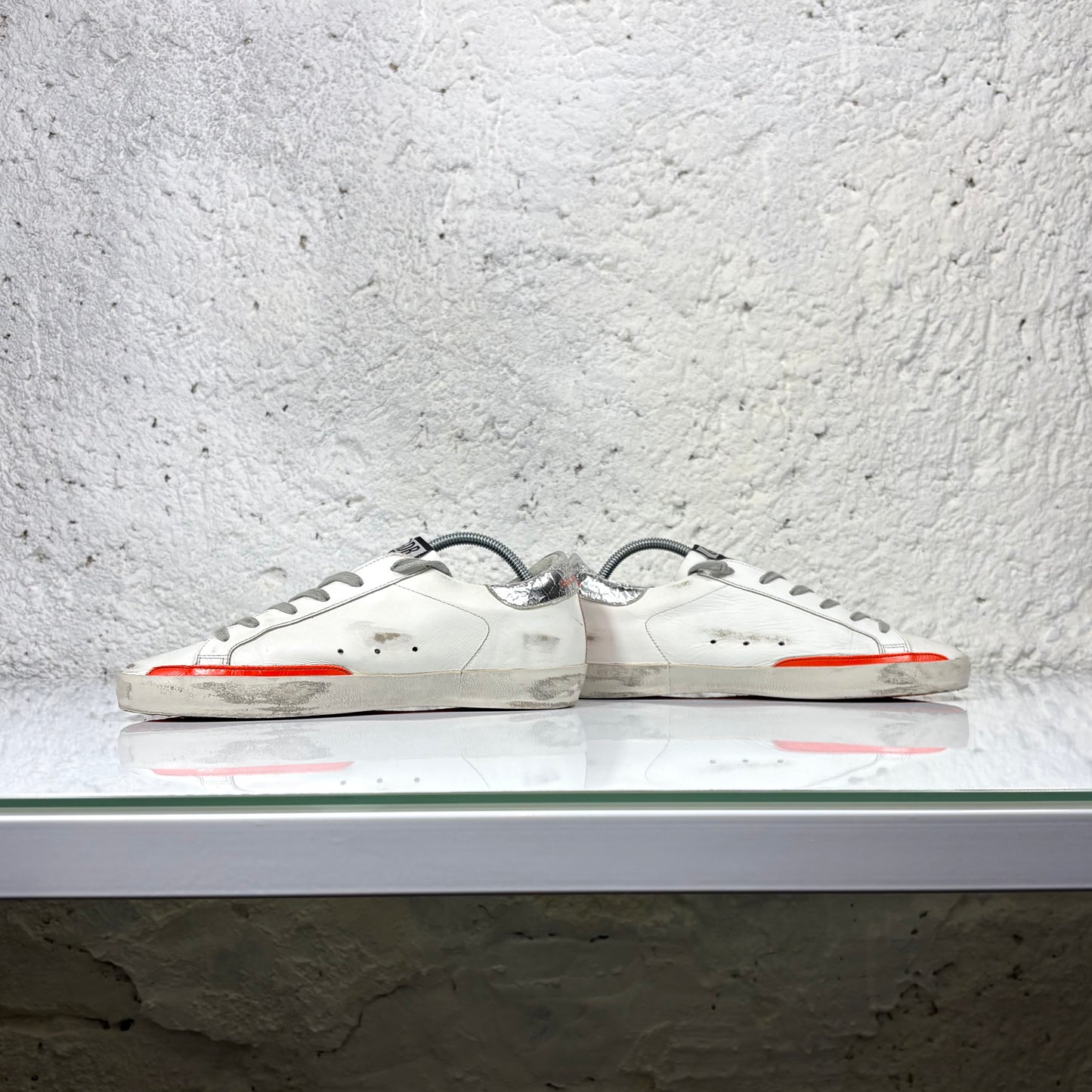 Golden goose Superstar bianche, arancioni e argento 39