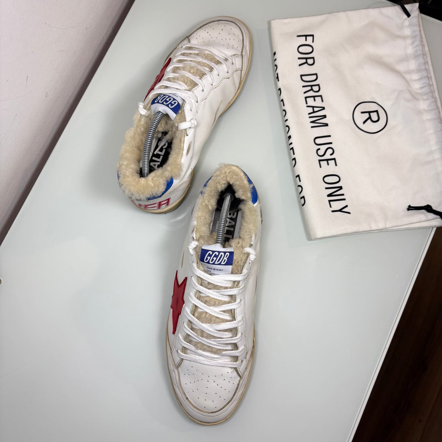 Golden goose Ballstar orsetto interno bianche, stella rossa e tallone blu 40