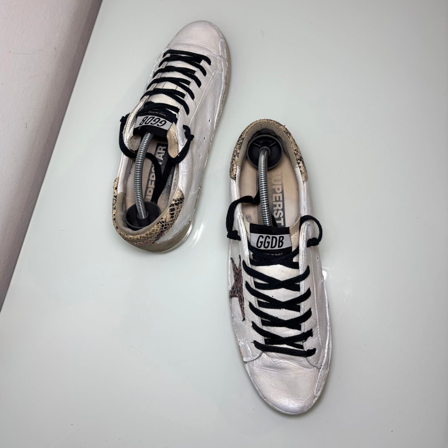 Golden goose Superstar bianco, tallone squame 39