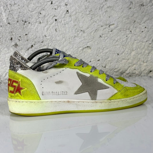 Golden goose Ballstar gialle, bianche e argento 36
