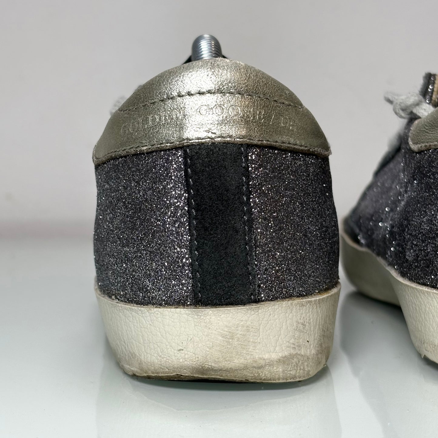 Golden goose Superstar glitter grigio stella blu e tallone argento 38