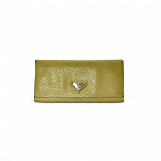 Prada caramel leather bifold long wallet