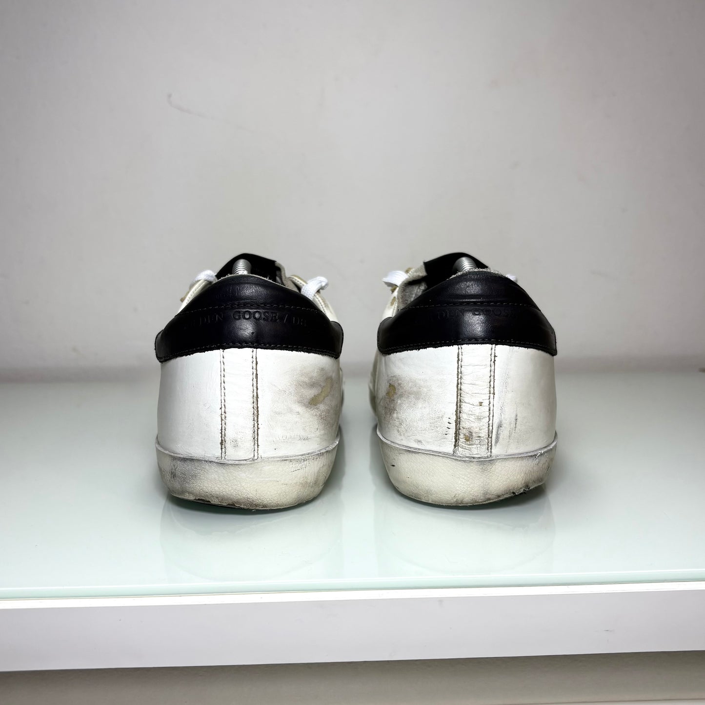Golden goose Superstar bianche tallone nero e stella verde 43