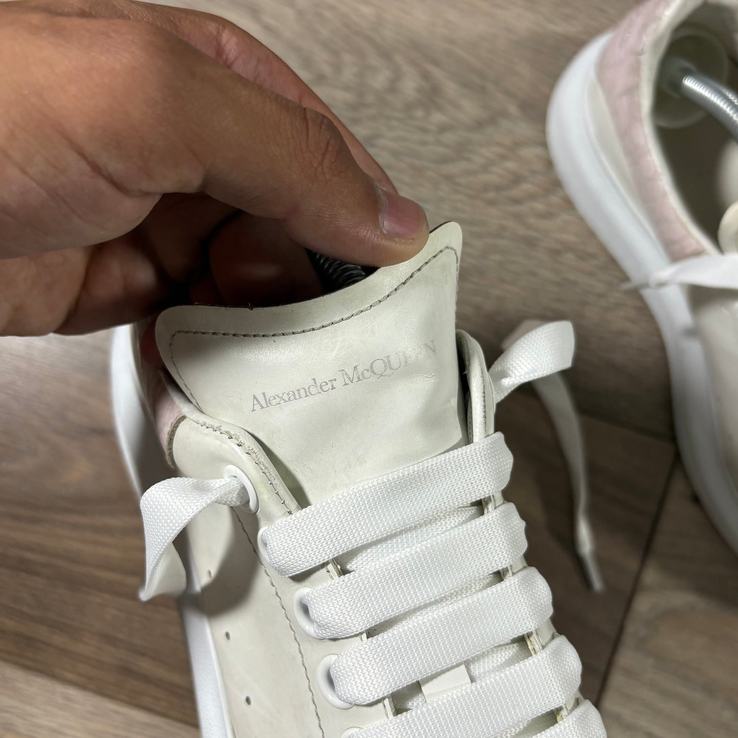 Alexander McQueen bianche tallone serpente rosa 38,5