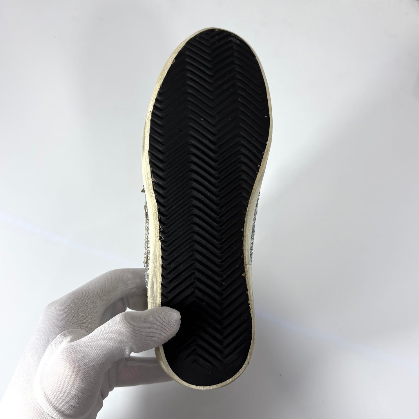 Golden goose Superstar glitter argento e stella bianca 37