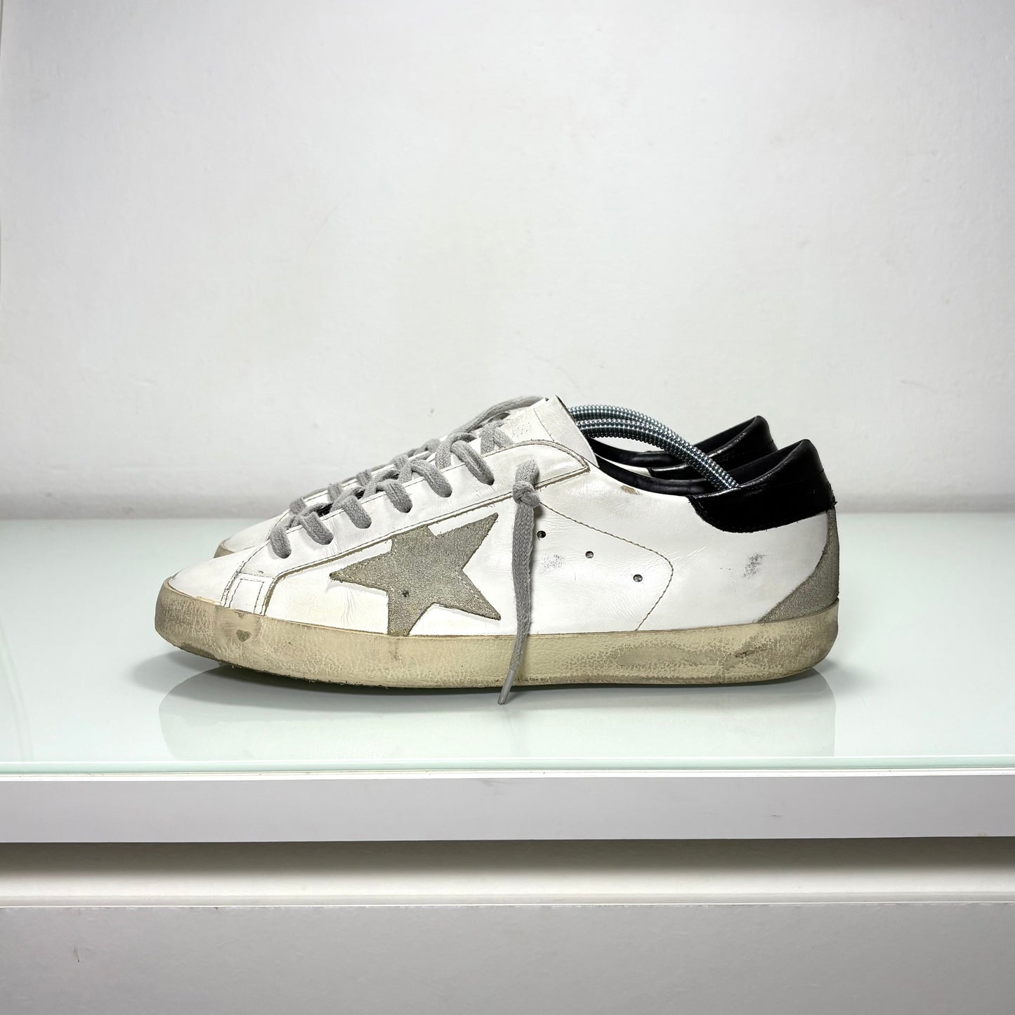 Golden goose Superstar classic bianche con tallone esterno nero 41