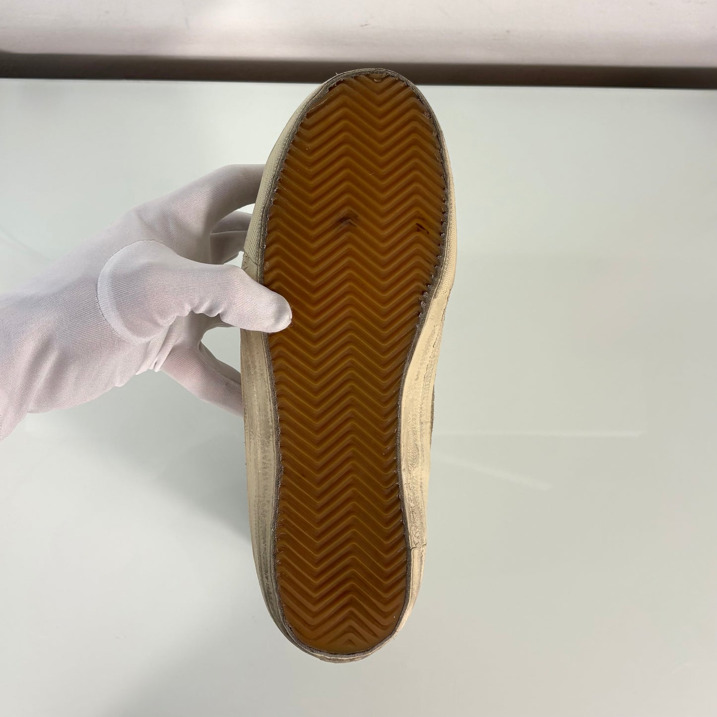 Golden goose Slide bianche con dettagli neri e beige 42