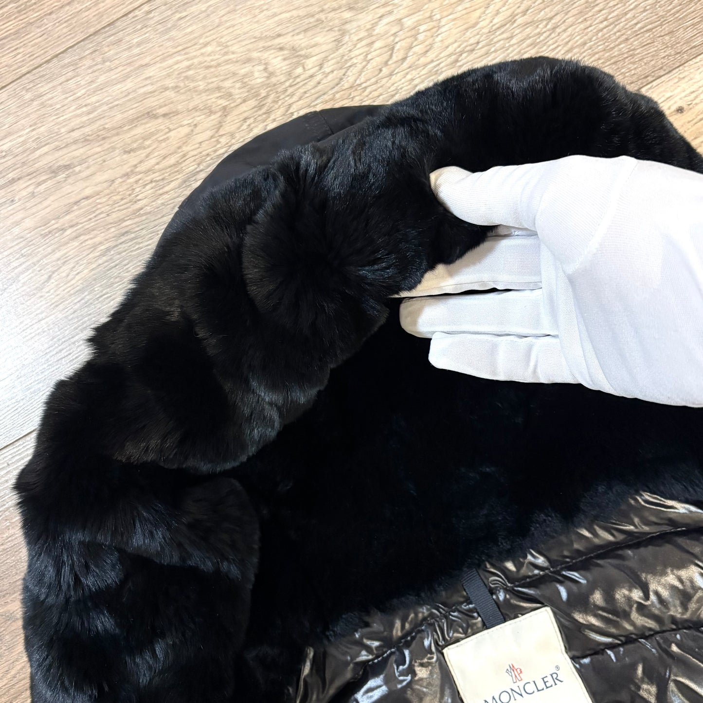 Moncler long nero con pelliccia XL