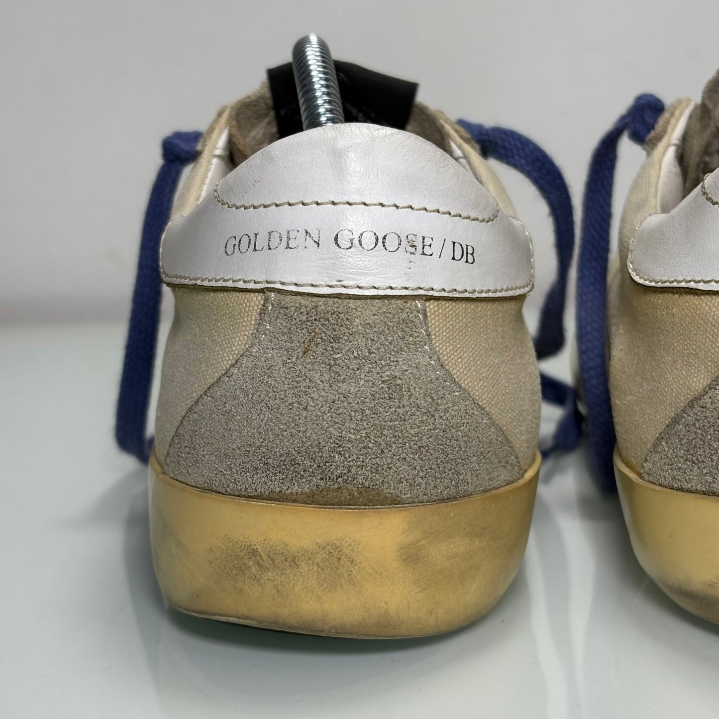 Golden goose Superstar Beige stella e lacci viola 39