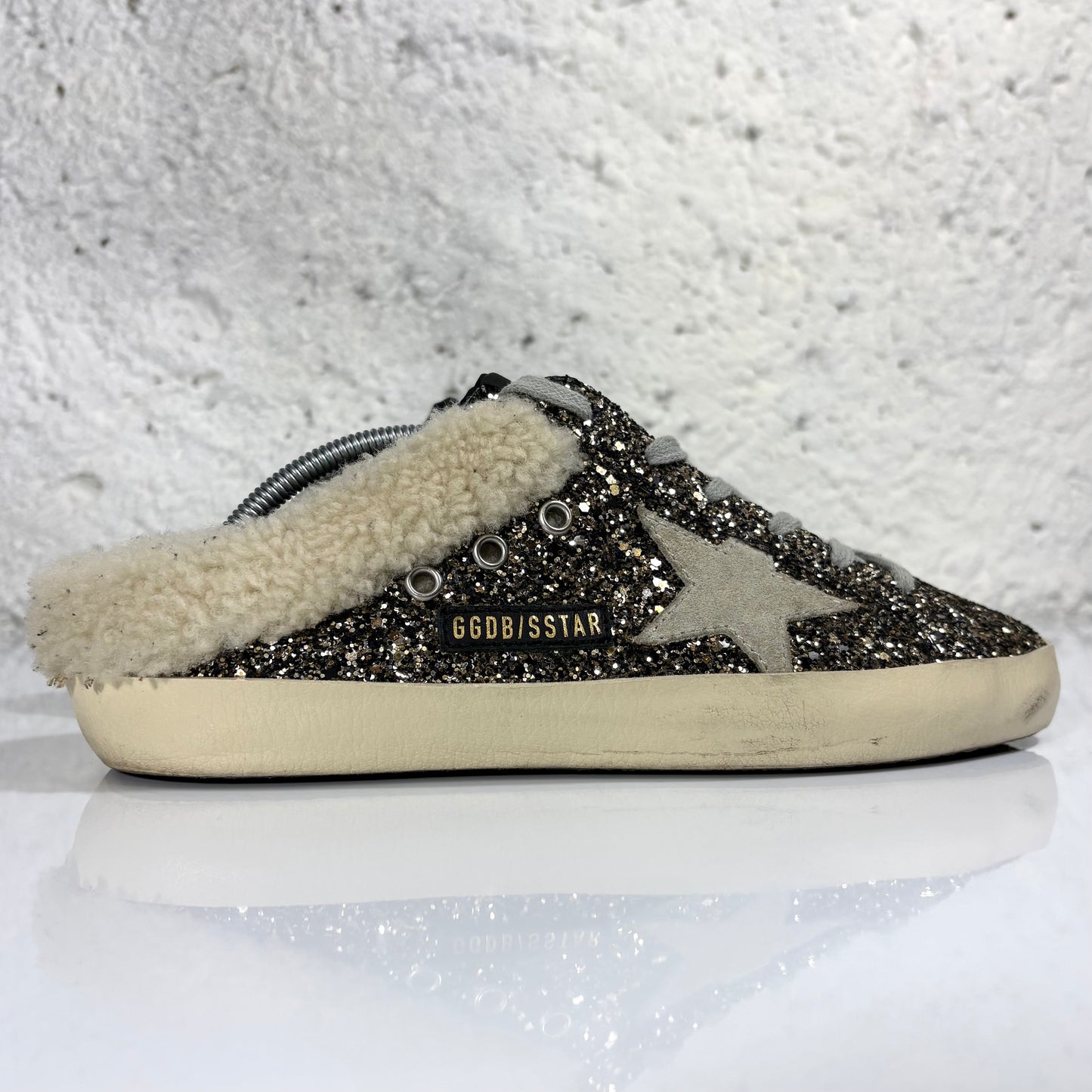 Golden goose Superstar Sabot con Glitter e interno in Shearling 39