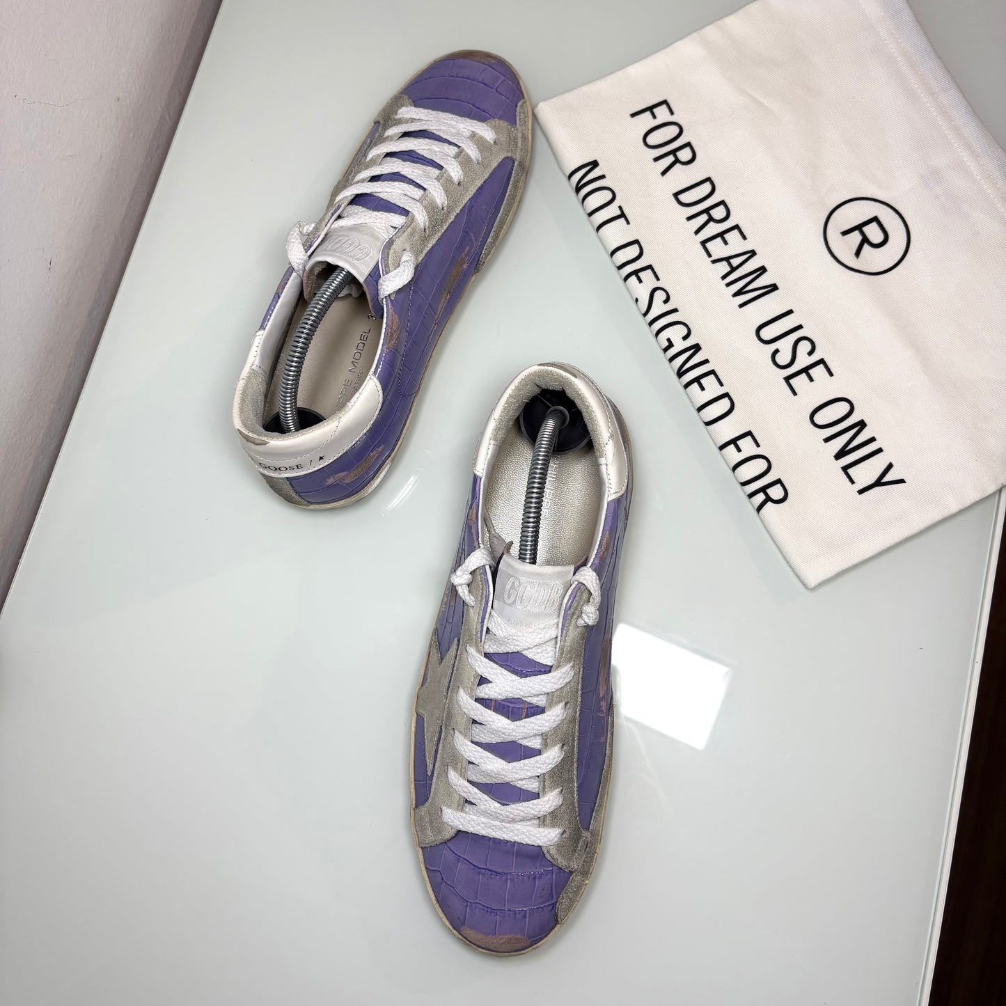 Golden goose Superstar azzurre effetto “coccodrillo” 38