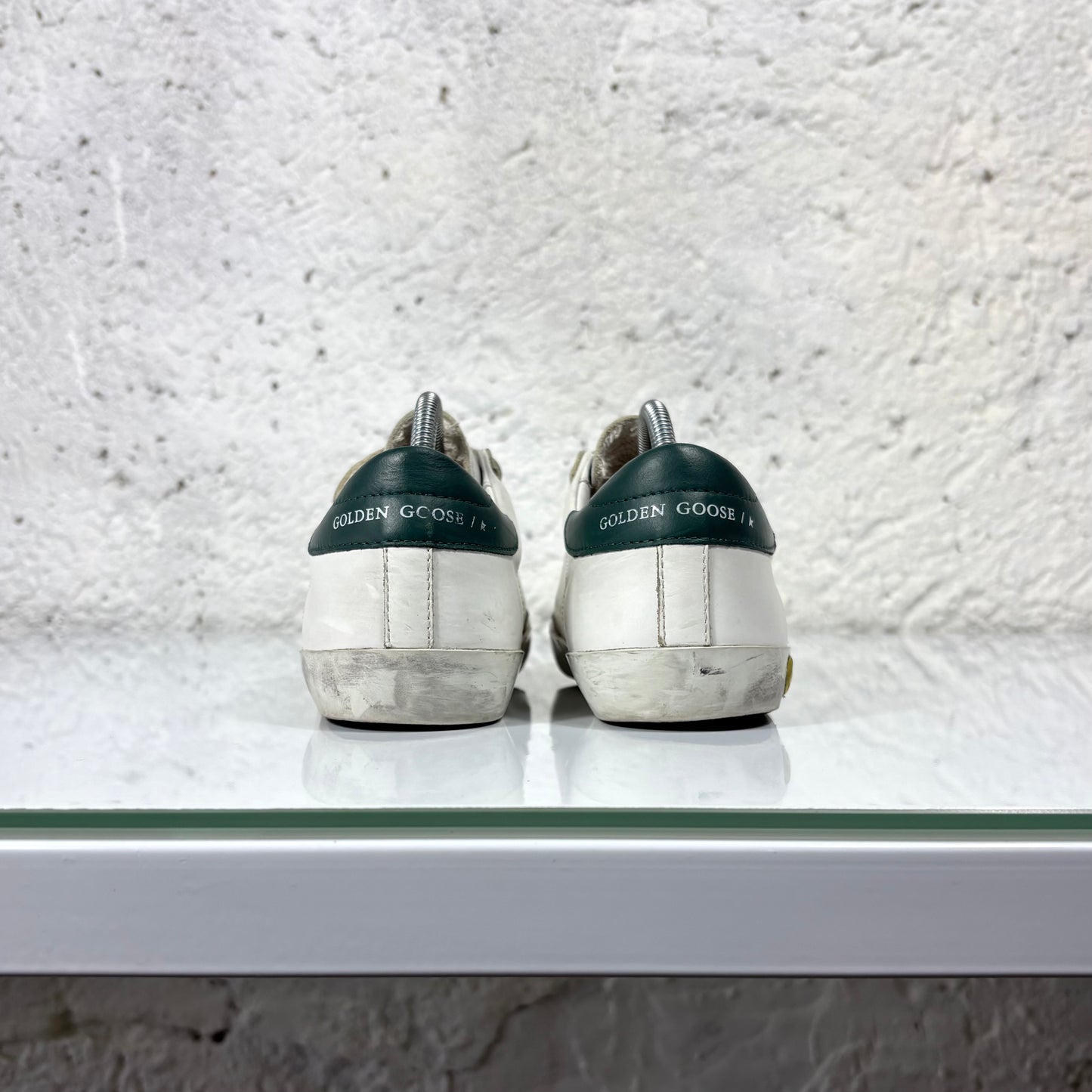 Golden goose Old school bianche, stella rossa e tallone verde 37