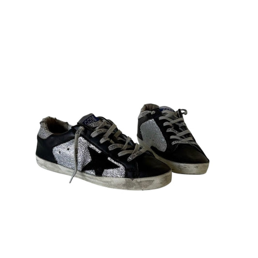 Golden goose glitter Argento e pelle nera 36