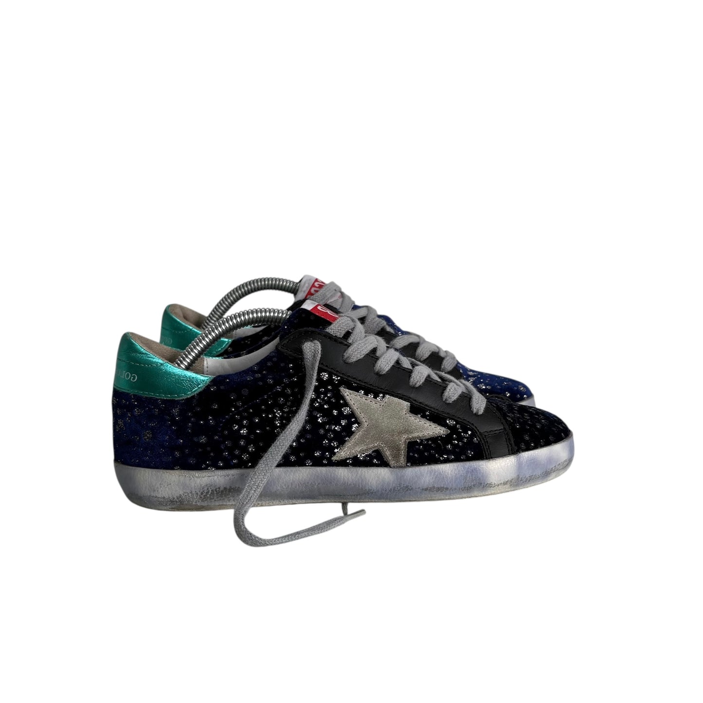 Golden goose Superstar blu con macchie brillantinate 35