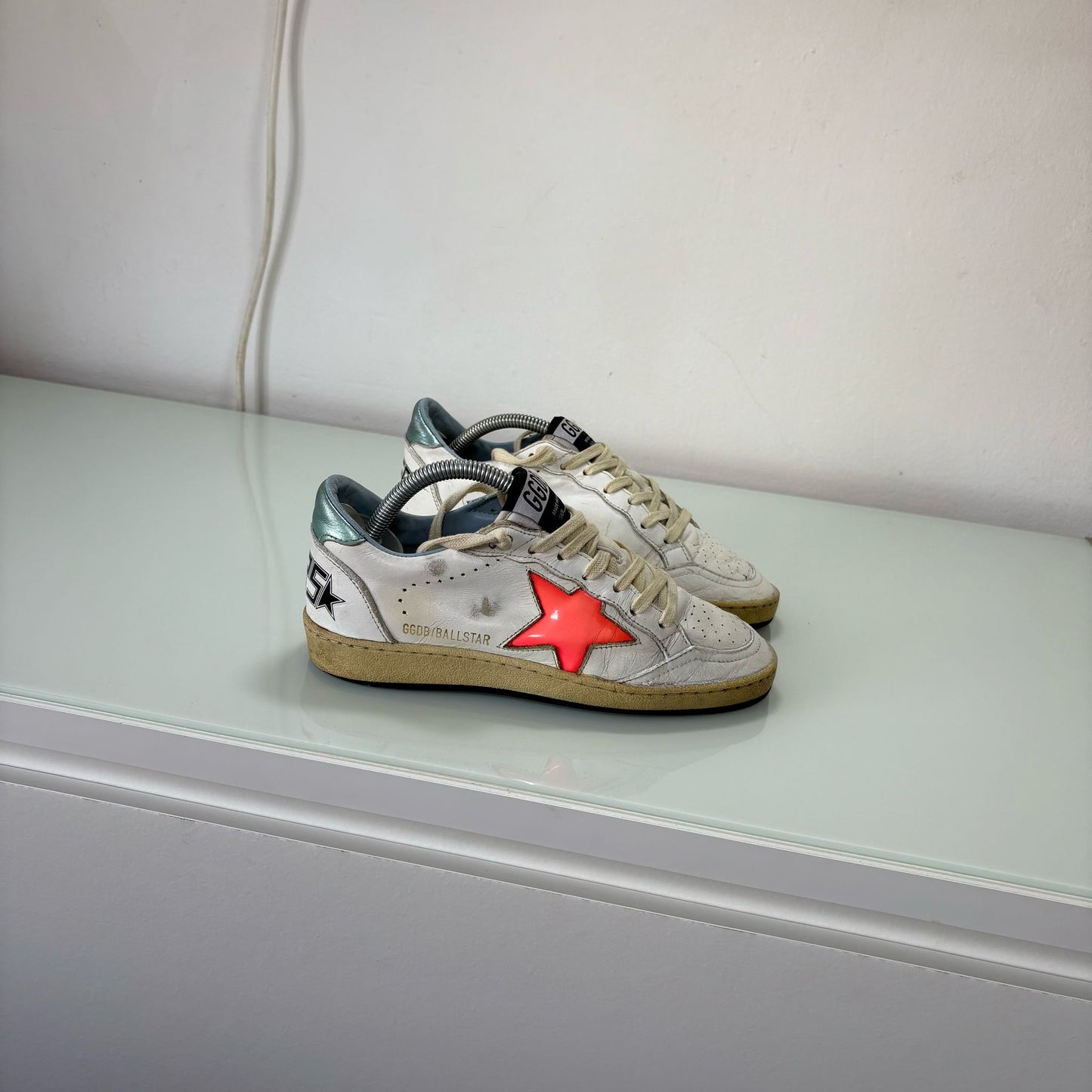 Golden goose Ballstar bianche stella arancio 35