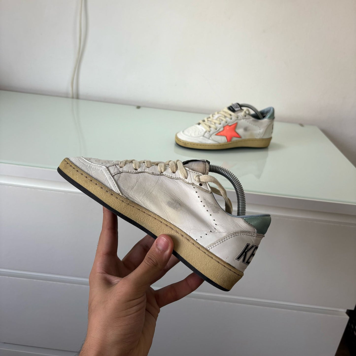 Golden goose Ballstar bianche stella arancio 35