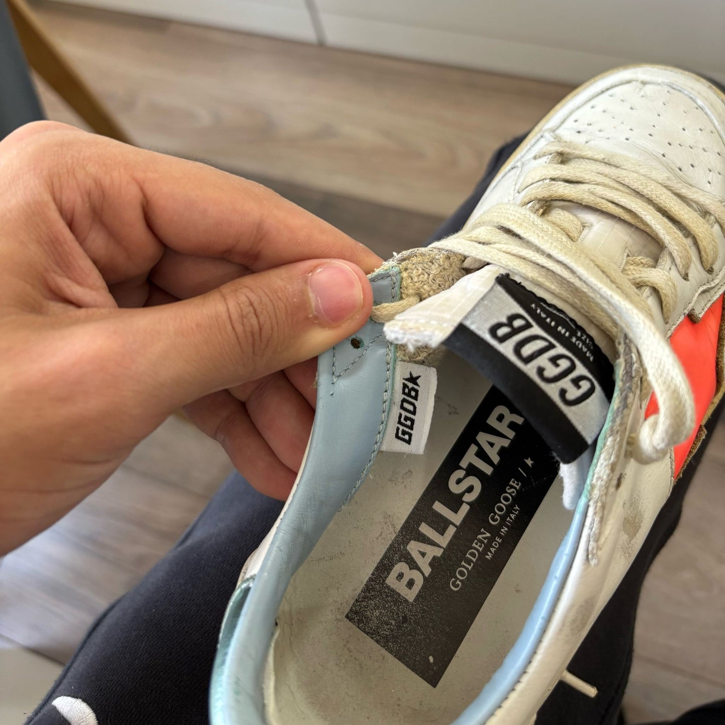 Golden goose Ballstar bianche stella arancio 35