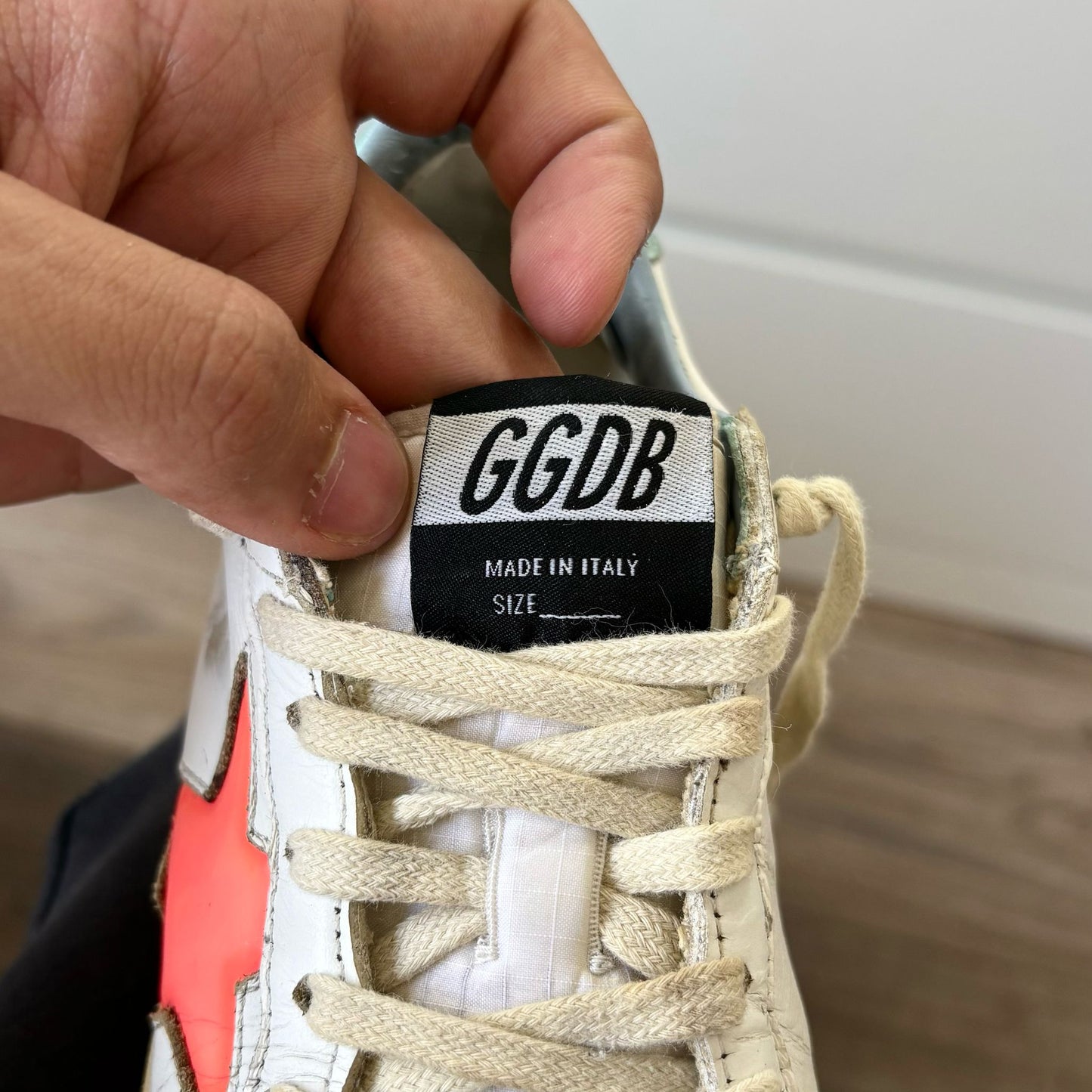 Golden goose Ballstar bianche stella arancio 35
