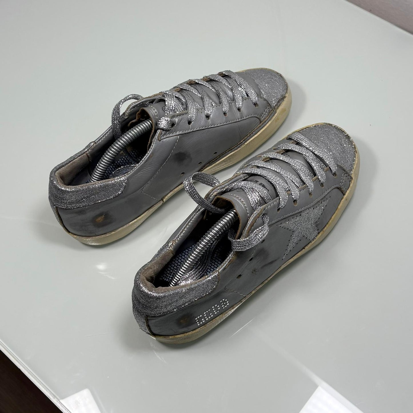 Golden goose Superstar grigio e glitterato argento 35