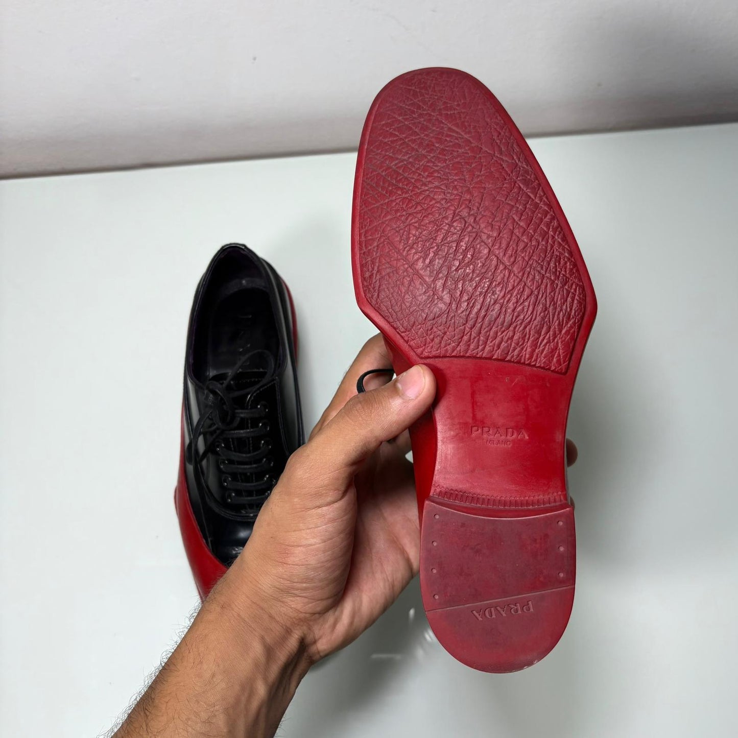 Prada Derby mocassini con tuffo in gomma 35