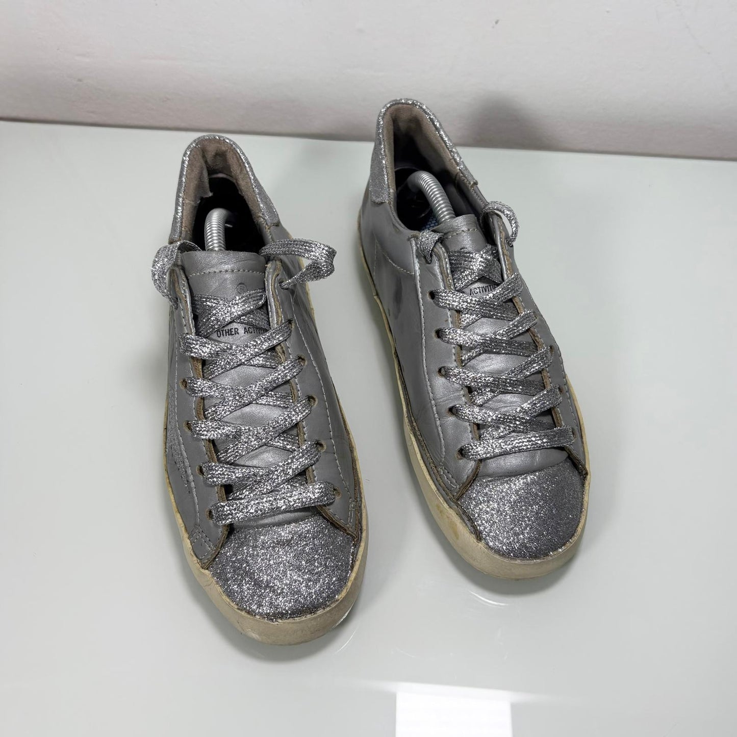 Golden goose Superstar grigio e glitterato argento 35