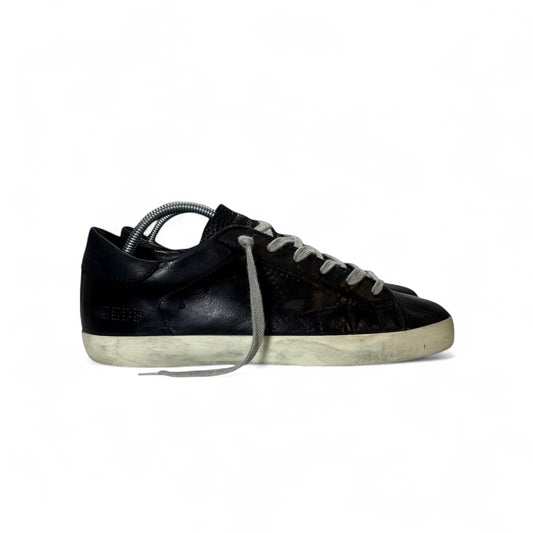 Golden goose superstar in pelle nero 39