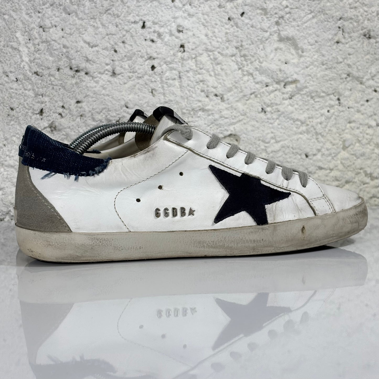 Golden goose Superstar bianche co talloncino in denim blu 41