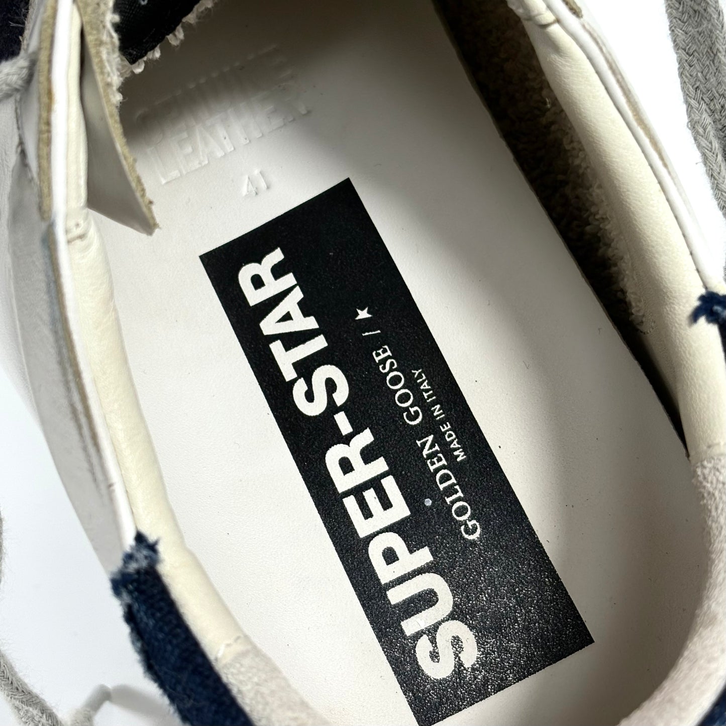 Golden goose Superstar bianche co talloncino in denim blu 41