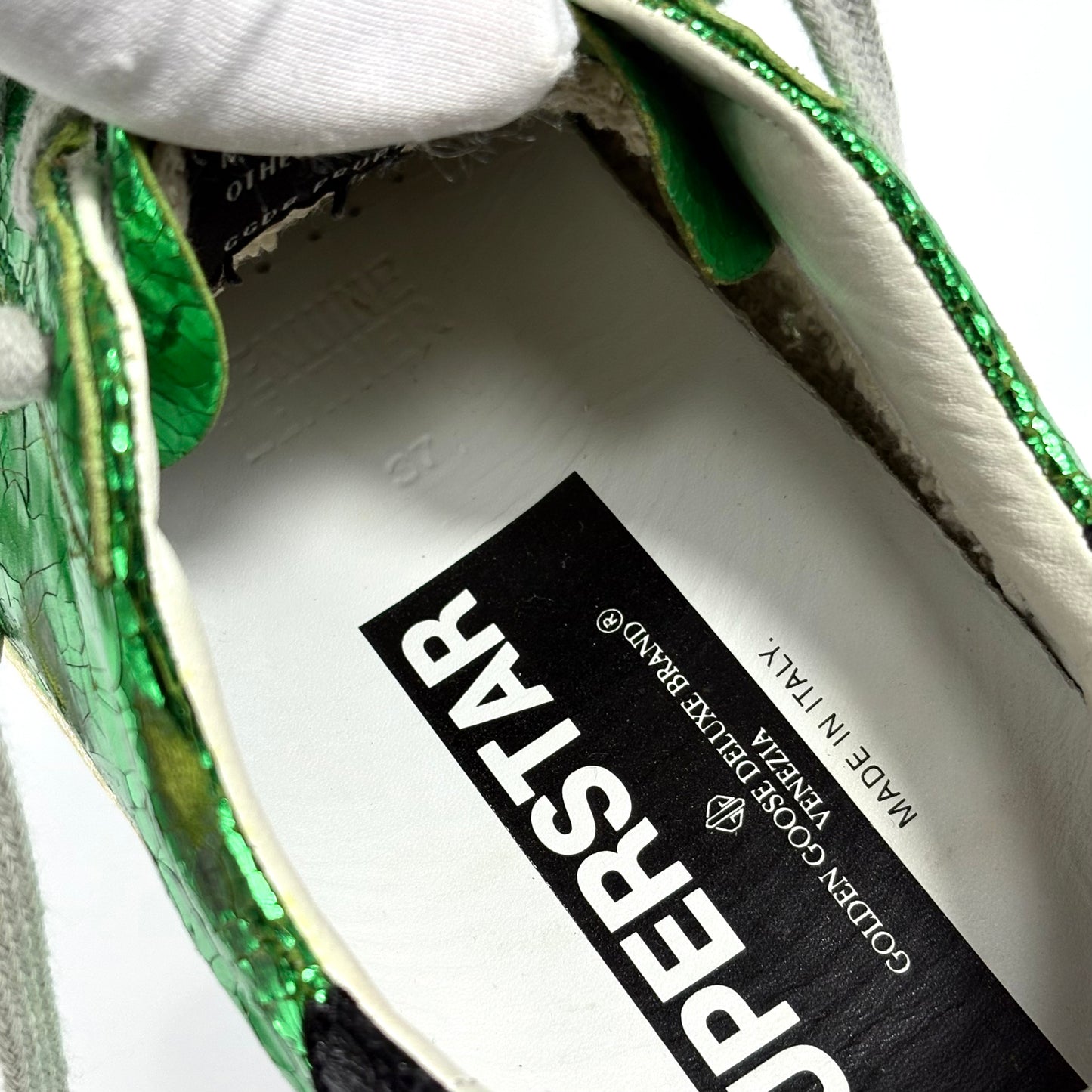 Golden goose Superstar verde lucido con tallocini neri 37