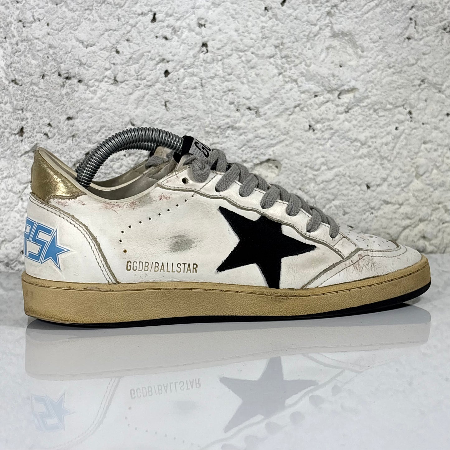 Golden goose Ballstar bianche con stella nera e talloncini oro 37