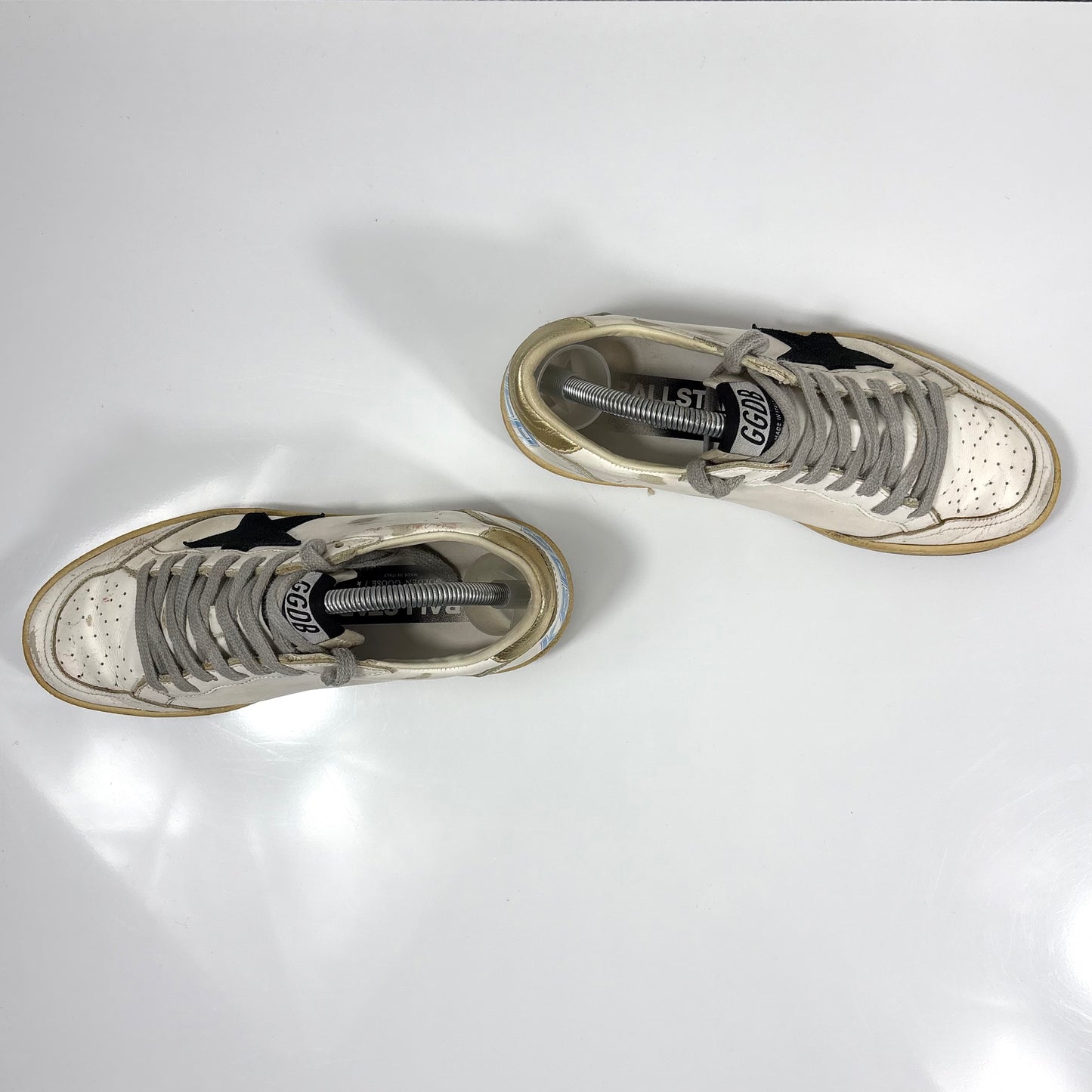 Golden goose Ballstar bianche con stella nera e talloncini oro 37