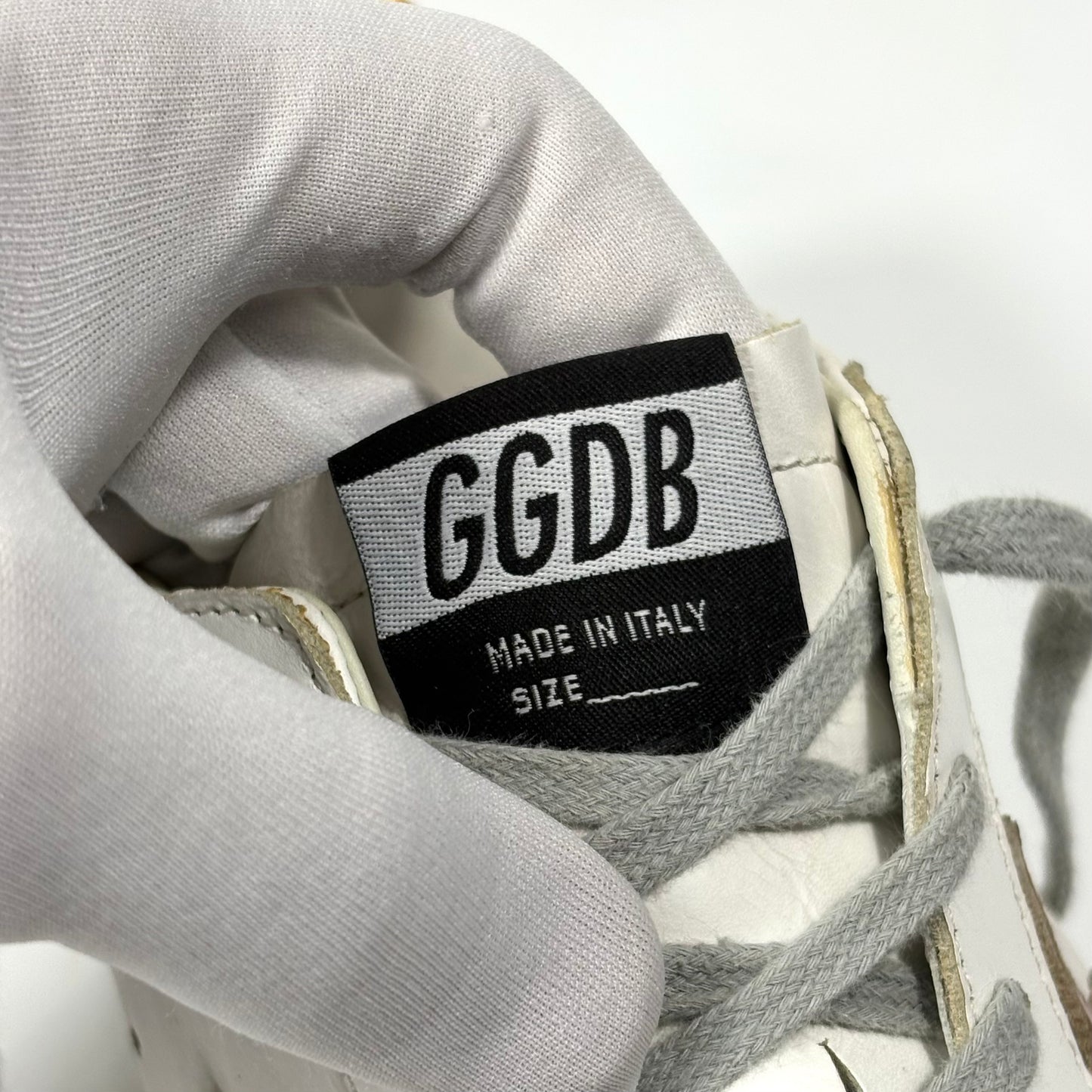 Golden Goose Superstar bianche con stella argento e talloncini arancio 39