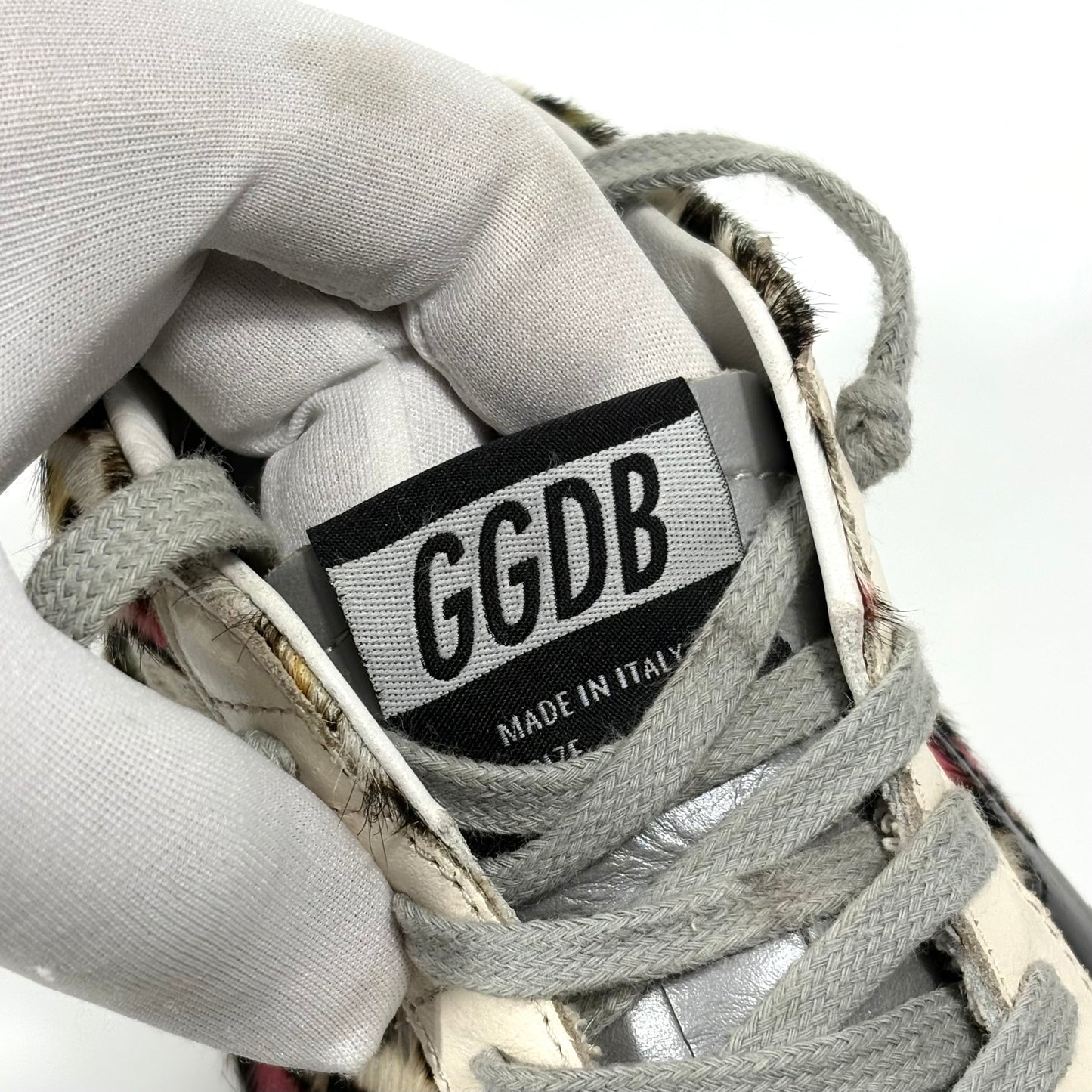 Golden goose Midstar con motivo maculato, stella nera, talloncini e punta bianchi 37