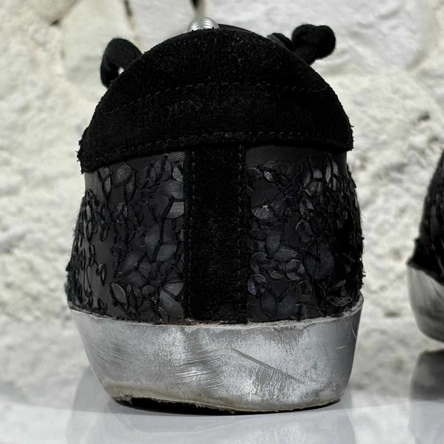 Golden goose Superstar nere con fantasia , fascia argento 36