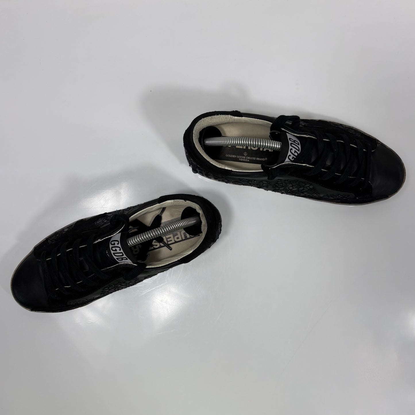 Golden goose Superstar nere con fantasia , fascia argento 36