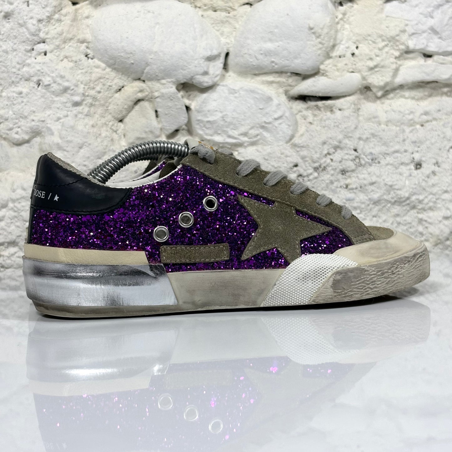 Golden goose Superstar-Penstar viola con paillettes 37
