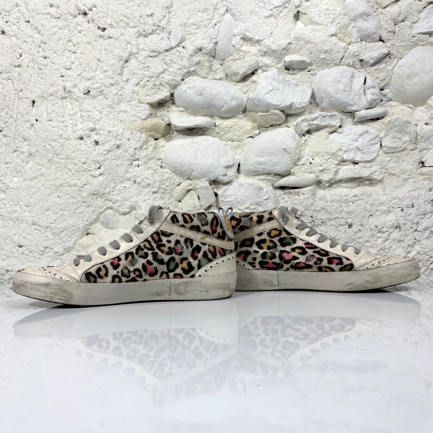 Golden goose Midstar con motivo maculato, stella nera, talloncini e punta bianchi 37